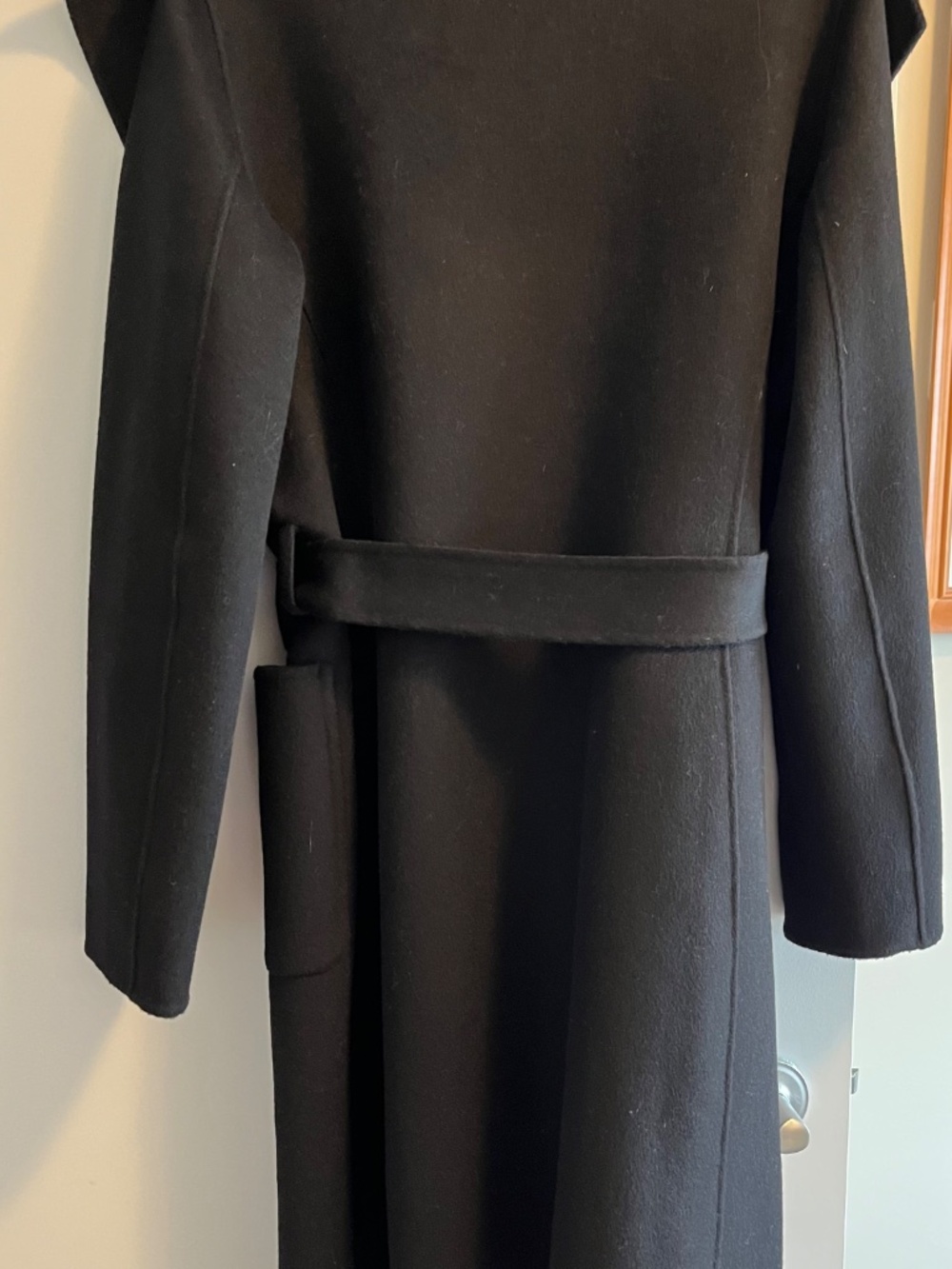 NWOT Gentle Herd 100% Wool Belted Wrap Coat - Black, Large - Picture 2 of 7